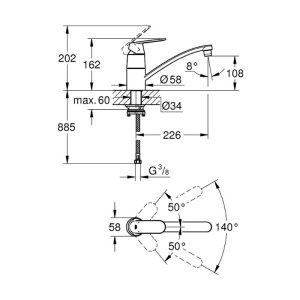 Grohe Eurosmart Single Lever Sink Mixer - Chrome (31170000) - main image 3