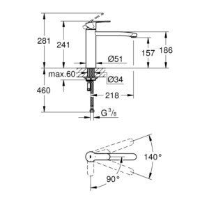 Grohe Eurostyle Cosmopolitan Single Lever Sink Mixer - Chrome (31125002) - main image 3