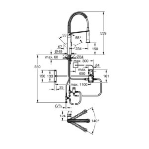 Grohe K7 Foot Control Electronic Single Lever Sink Mixer - Chrome (30312000) - main image 3