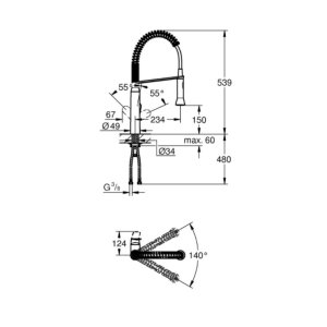 Grohe K7 Single Lever Sink Mixer - 1/2″ Supersteel (31379DC0) - main image 3