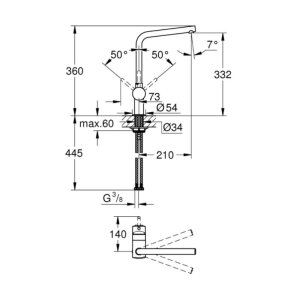 Grohe Minta Single Lever Sink Mixer - Chrome (31375000) - main image 3