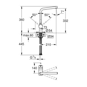 Grohe Minta Single Lever Sink Mixer - Supersteel (31375DC0) - main image 3