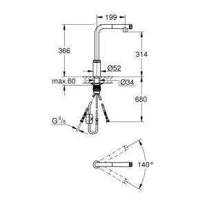 Grohe Minta SmartControl Sink Mixer - Supersteel (31613DC0) - main image 3