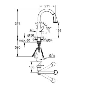 Grohe Parkfield Single Lever Sink Mixer - Supersteel (30215DC1) - main image 3