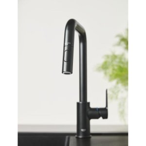 Grohe Quickfix Start High Spout Kitchen Tap With Pull Out Mousser - Matt Black (306312430) - main image 3