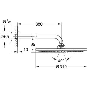 Grohe Rainshower Cosmopolitan 310 Fixed Shower Head - 380mm - Chrome (26066000) - main image 3