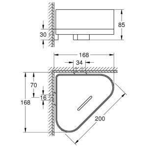 Grohe Selection Corner Shower Tray With Holder - Brushed Nickel (41038EN0) - main image 3