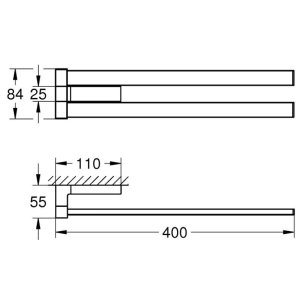 Grohe Selection Cube Double Towel Rail Bar - Chrome (40768000) - main image 3