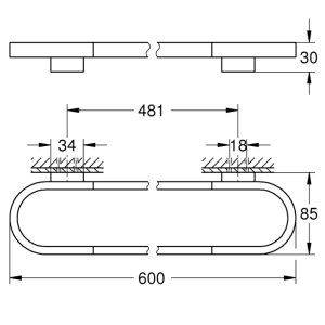 Grohe Selection Towel Rail - 600mm - Brushed Nickel (41056EN0) - main image 3
