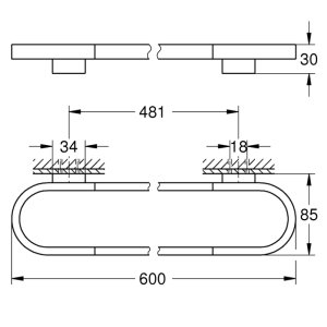 Grohe Selection Towel Rail - 600mm - Polished Nickel (41056BE0) - main image 3