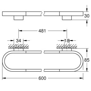 Grohe Selection Towel Rail - 600mm - Supersteel (41056DC0) - main image 3