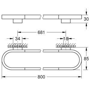 Grohe Selection Towel Rail - 800mm - Hard Graphite (41058A00) - main image 3