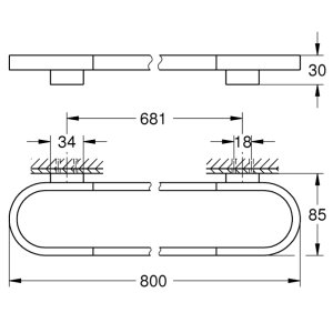 Grohe Selection Towel Rail - 800mm - Polished Nickel (41058BE0) - main image 3