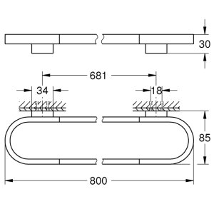 Grohe Selection Towel Rail - 800mm - Supersteel (41058DC0) - main image 3