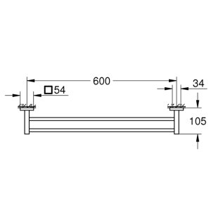 Grohe Start Cube Double Towel Bar 600mm - Chrome (41104000) - main image 3