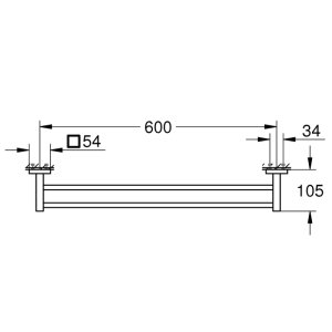 Grohe Start Cube Double Towel Bar 600mm - Supersteel (41104DC0) - main image 3