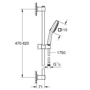 Grohe Vitalio Comfort 110 Shower Rail Set - 3 Spray Setting - Chrome (26096001) - main image 3