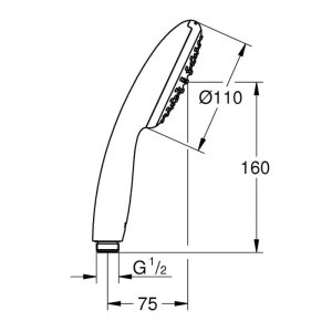 Grohe Vitalio Start 110 1 Spray Shower Head - Chrome (26946004) - main image 3