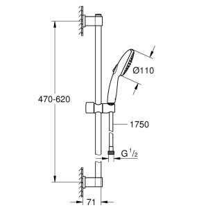 Grohe Vitalio Start 110 Shower Rail Set - 2 Spray Settings - Chrome (27948001) - main image 3