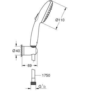 Grohe Vitalio Start 110 Wall Holder Shower Rail Set - 3 Spray Settings - Chrome (26769001) - main image 3