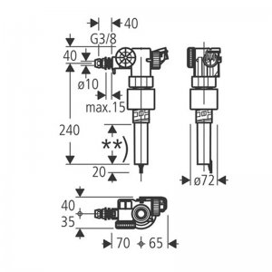 Grohe 3/8" brass inlet fill float valve (37095000) - main image 3