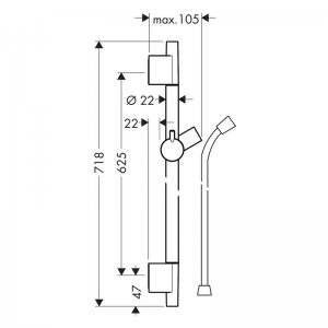 hansgrohe Unica Shower Rail S Puro - 65cm with Shower Hose - Matt Black (28632670) - main image 3