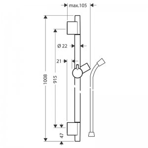 hansgrohe Unica Shower Rail S Puro - 90cm with Shower Hose - Matt White (28631700) - main image 3