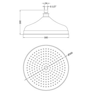 Hudson Reed 12" Apron Fixed Shower Head - Chrome (HEAD16) - main image 3