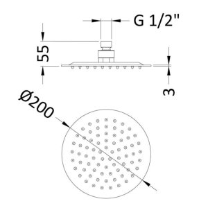 Hudson Reed 200mm Fixed Shower Head - Chrome (A3082) - main image 3