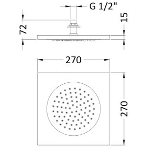 Hudson Reed 270mm Ceiling Tile Shower Head - Chrome (HEAD80) - main image 3