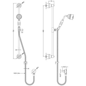 Hudson Reed Slider Rail Kit - Chrome (A3211) - main image 3