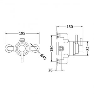 Hudson Reed Tec Dual Handle Exposed Thermostatic Shower Valve Only - Chrome (JTY026) - main image 3