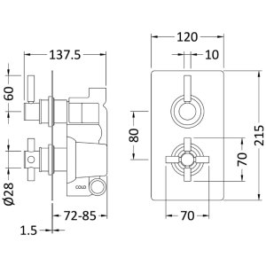 Hudson Reed Tec Pura Twin Thermostatic Mixer Shower Valve Only - Chrome (A3003V) - main image 3