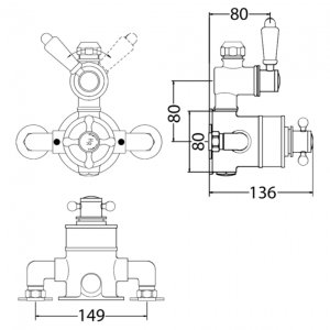 Hudson Reed Topaz Black Twin Exposed Thermostatic Shower Mixer Valve Only (BTSVT101) - main image 3