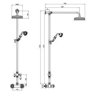 Hudson Reed Traditional Thermostatic Bar Mixer Shower - Chrome (A3117) - main image 3