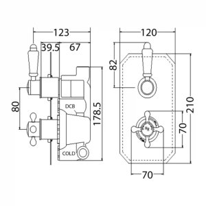 Hudson Reed Twin Concealed Shower Valve Only With Diverter (TSVT004) - main image 3