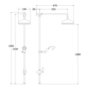 Hudson Reed Victorian Grand Rigid Riser Kit With Diverter - Chrome (AM312) - main image 3