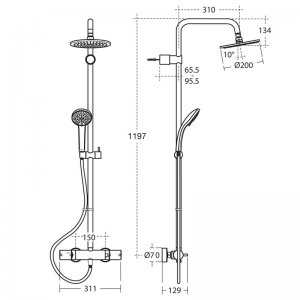 Ideal Standard Ceratherm 100 dual outlet bar valve (A5827AA) - main image 3