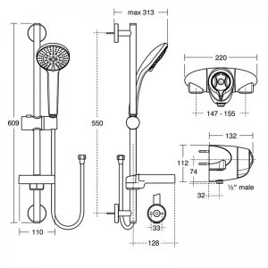 Ideal Standard CTV thermostatic shower valve and kit (A5783AA) - main image 3