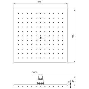 Ideal Standard Idealrain square 300mm fixed rainshower head (A5805AA) - main image 3