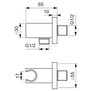 Ideal Standard Idealrain square shower handset elbow bracket (BC771AA) - main image 3