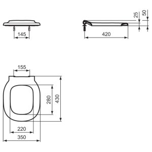 Ideal Standard Jasper Morrison toilet seat - no cover - quick release hinges - normal close (E620401) - main image 3
