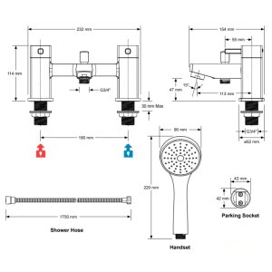 Mira React Bath/Shower Mixer - Chrome (2.1977.004) - main image 3