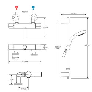 Mira React Bath Shower Mixer - Wall Mount - Chrome (1.1900.018) - main image 3
