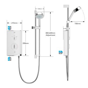 Mira Sport Thermostatic Single Outlet - 9.8kW (1.1746.832) - main image 3