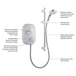 Mira Event XS Thermostatic Power Shower MK2 - White/Chrome (1.1532.400) - main image 3