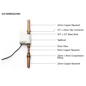 Salamander TapBoost Inlet/Outlet Convertor Kit - 15mm to 22mm (ACCTAPB1522CONV) - main image 3