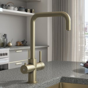 Sauber Astano 3-in-1 Instant Boiling Water Kitchen Tap - Brushed Brass (ELISE3IN1BWTBBSET) - main image 3