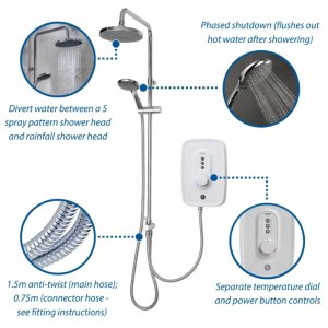 Triton Danzi DuElec Dual Electric Shower 10.5kW - White (GEDADU11) - main image 3