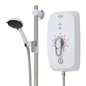Triton Omincare Ultra Plus Thermostatic Electric Shower With Grab Riser  Rail 9.8kW - White (CINCULTP09WGRB) - main image 3